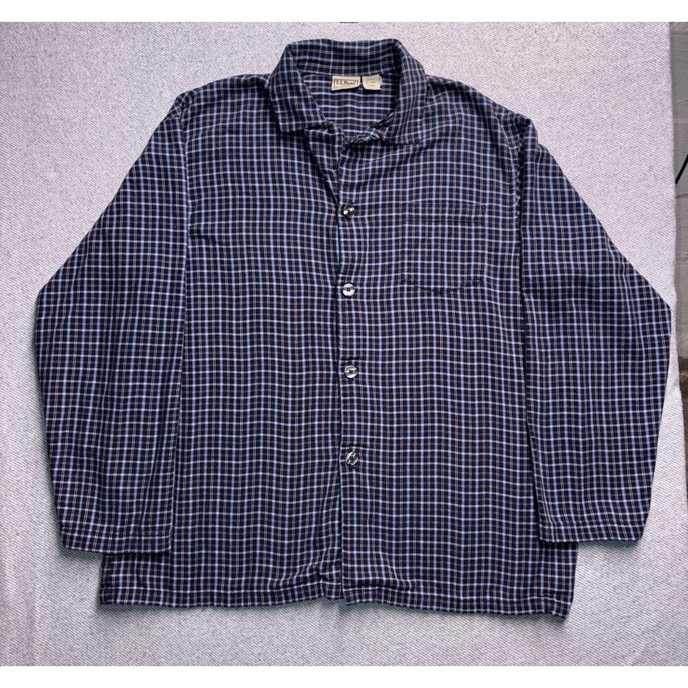 Vintage L.L. Bean Men's Scotch Plaid Flannel Pajama Top - XL Tall Blue